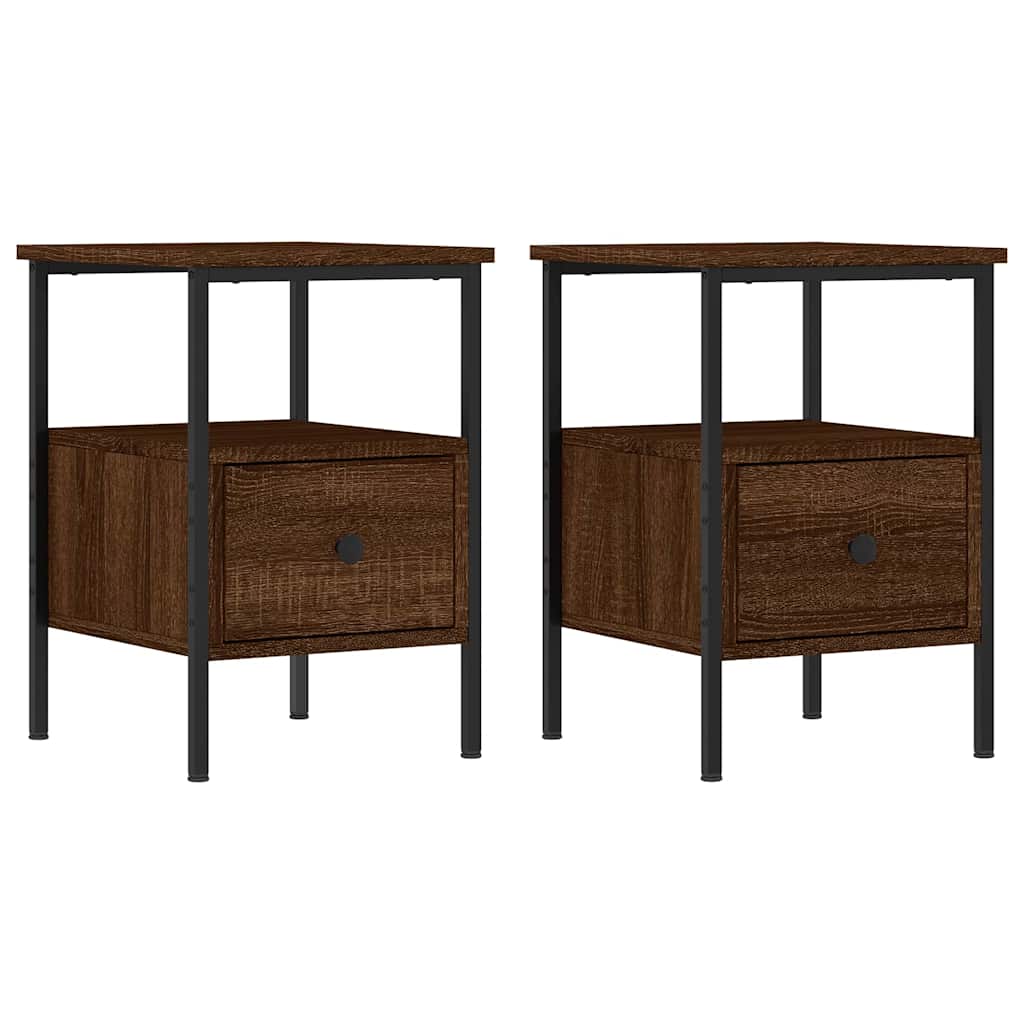 Mesas de cabeceira 2 pcs derivados de madeira carvalho castanho