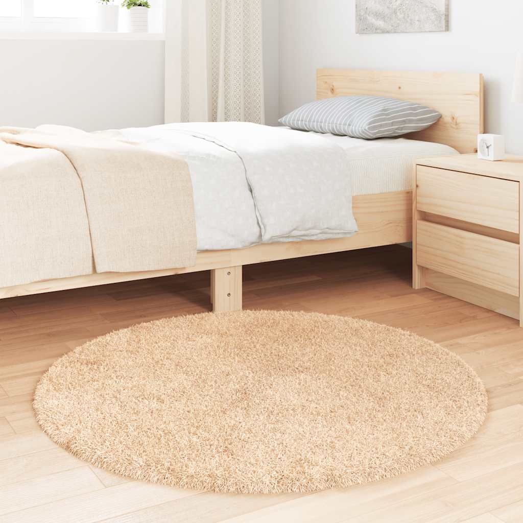 Tapete shaggy de pelo alto navarra 100x100 cm poliéster bege