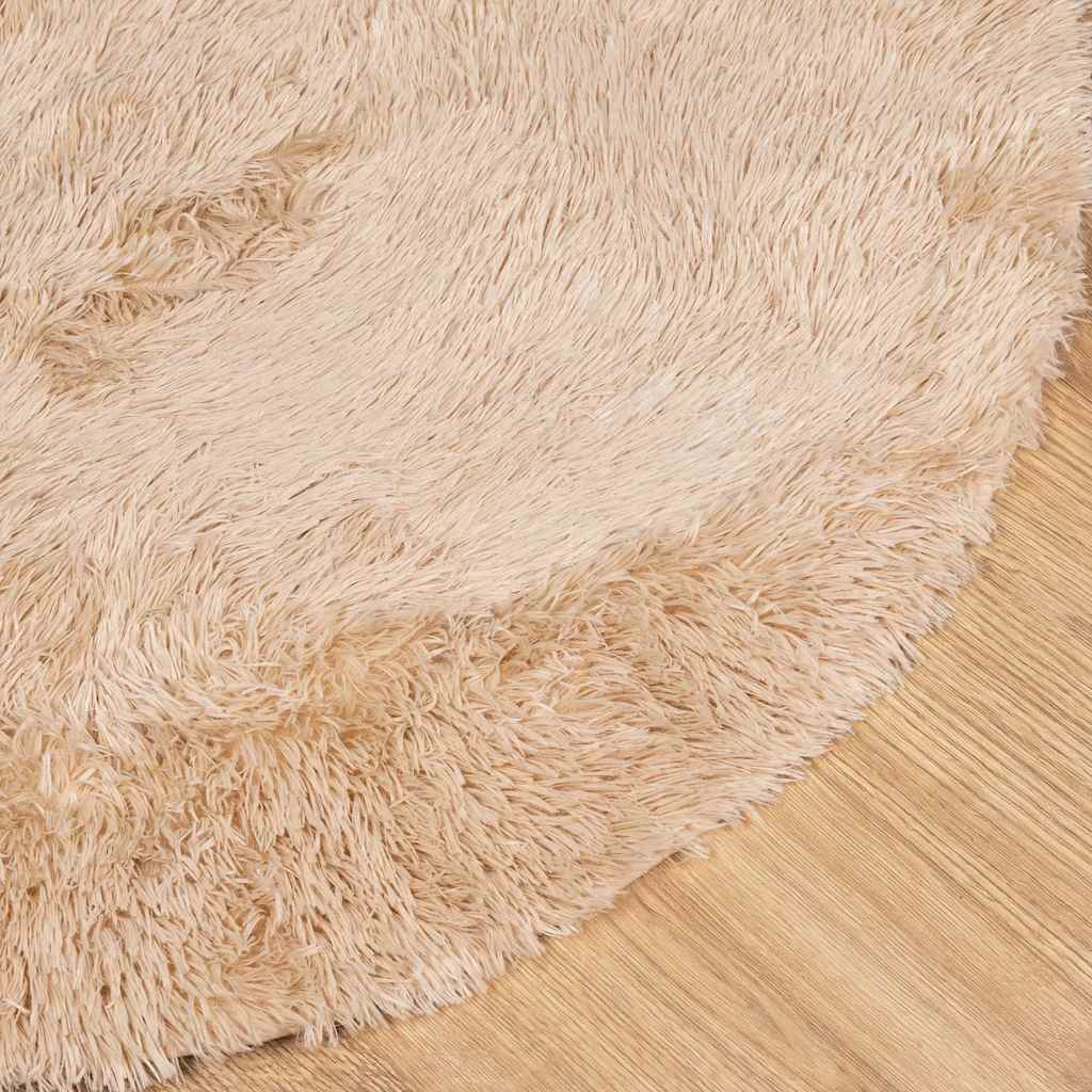 Tapete shaggy de pelo alto navarra 100x100 cm poliéster bege