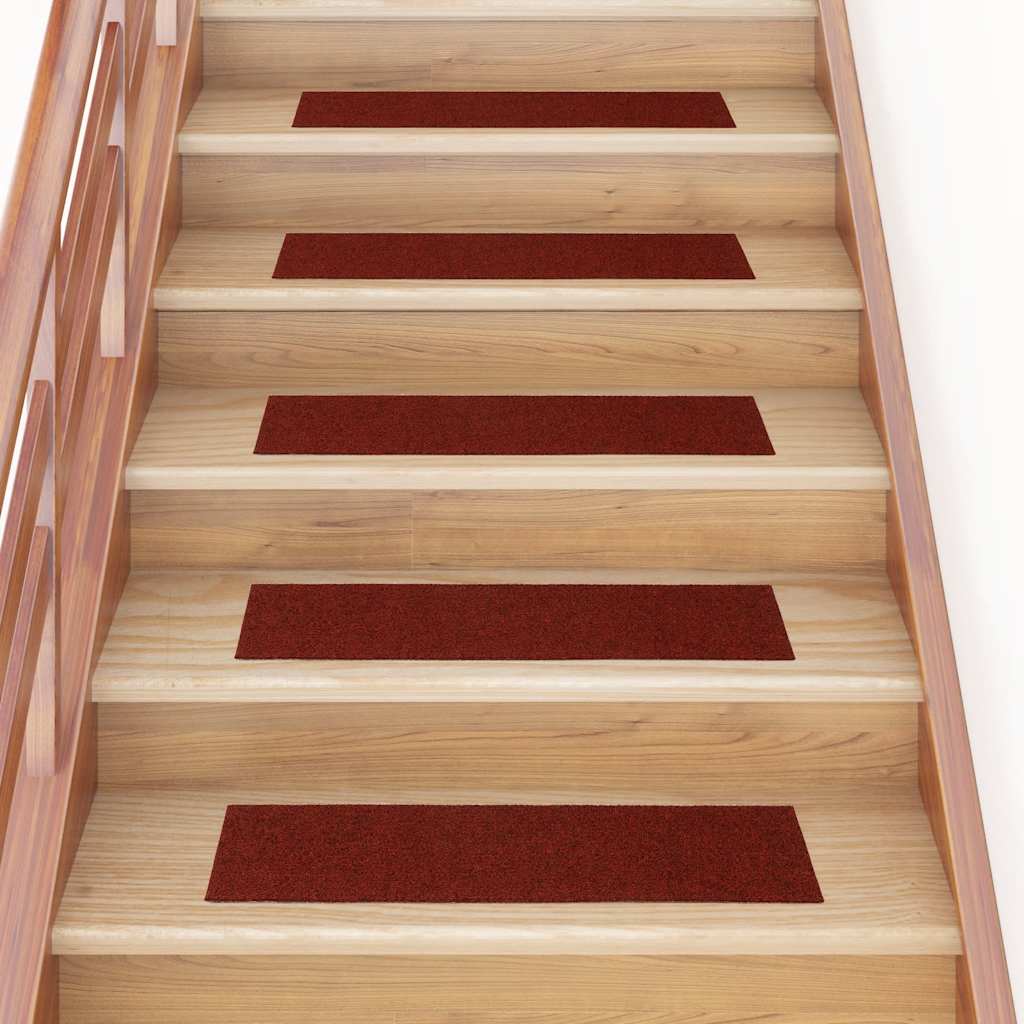 Tapetes de escada autoadesivos 30 peças 76x20 cm vermelho bordô retangular