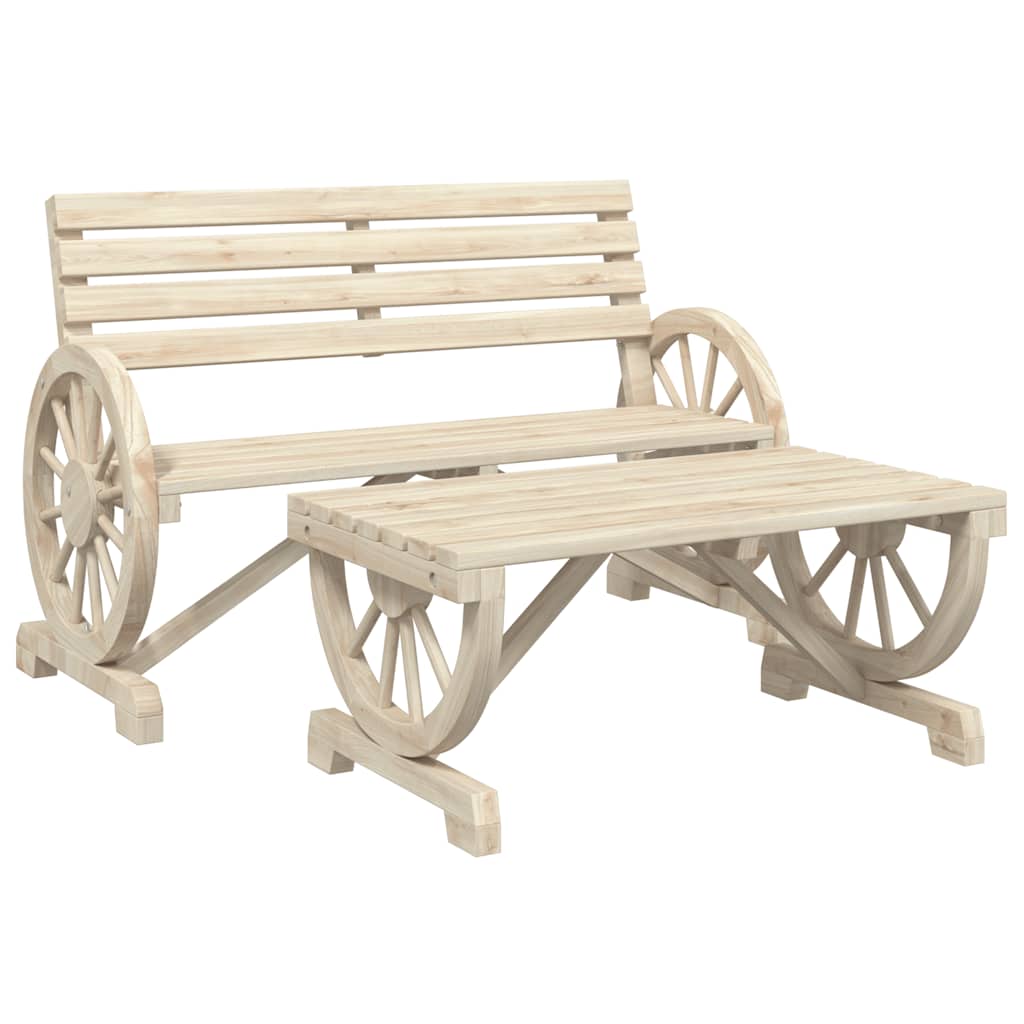 4 Pcs conjunto lounge de jardim madeira de abeto maciça