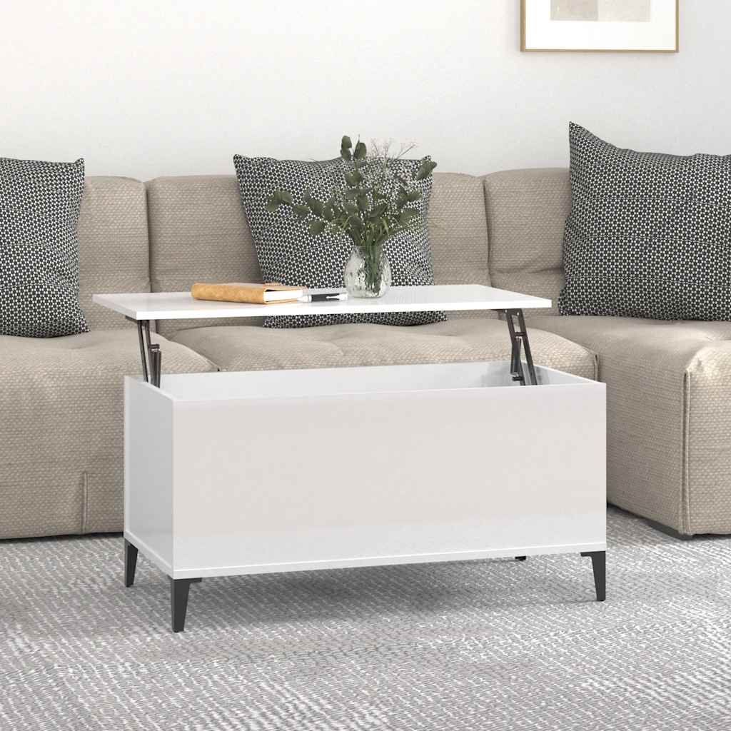 Mesa centro 90x44,5x45 cm derivados de madeira branco brilhante