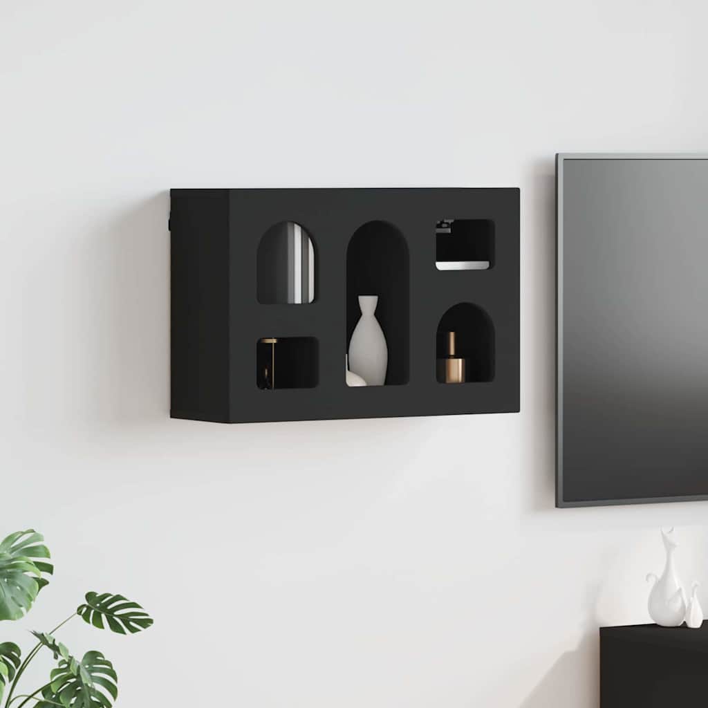 Armário suspenso com prateleira elst preto 60 x 20 x 40 cm