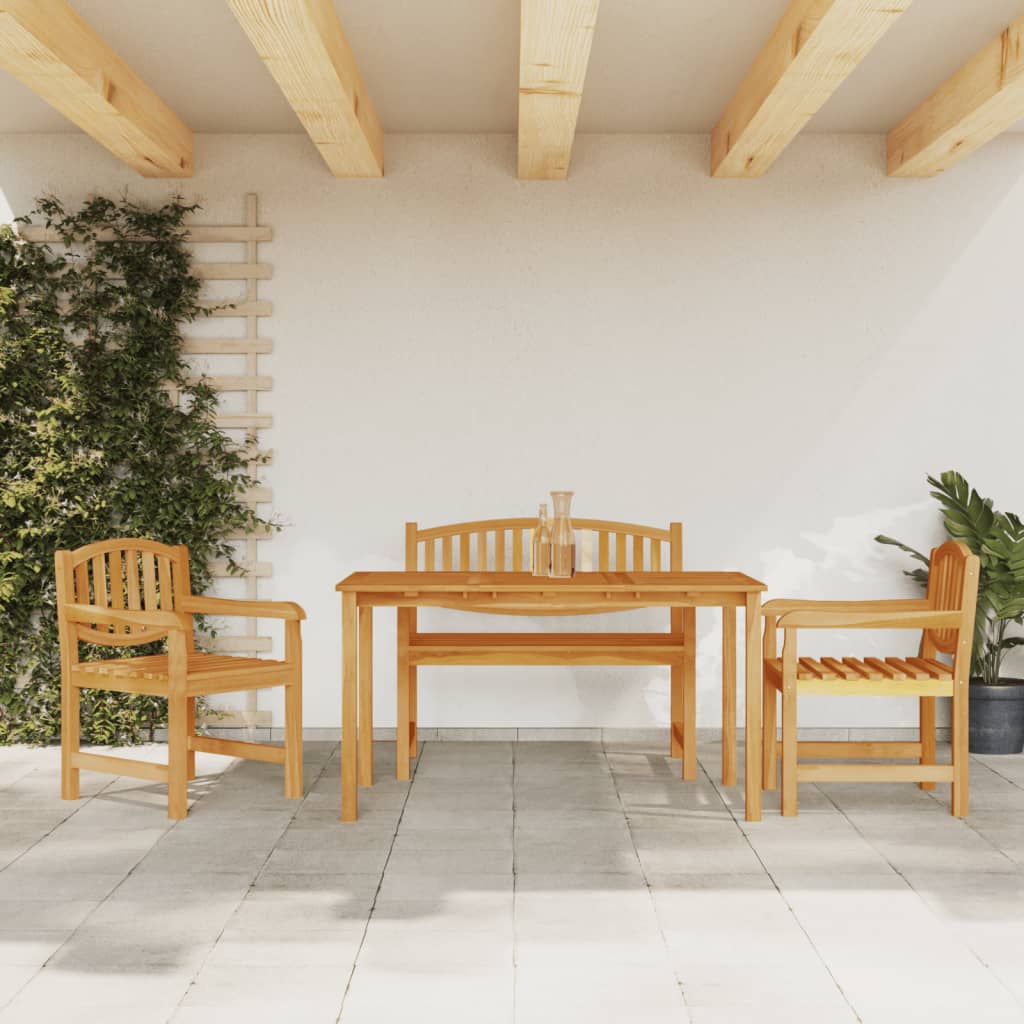 4 Pcs conjunto de jantar p/ jardim madeira de teca maciça