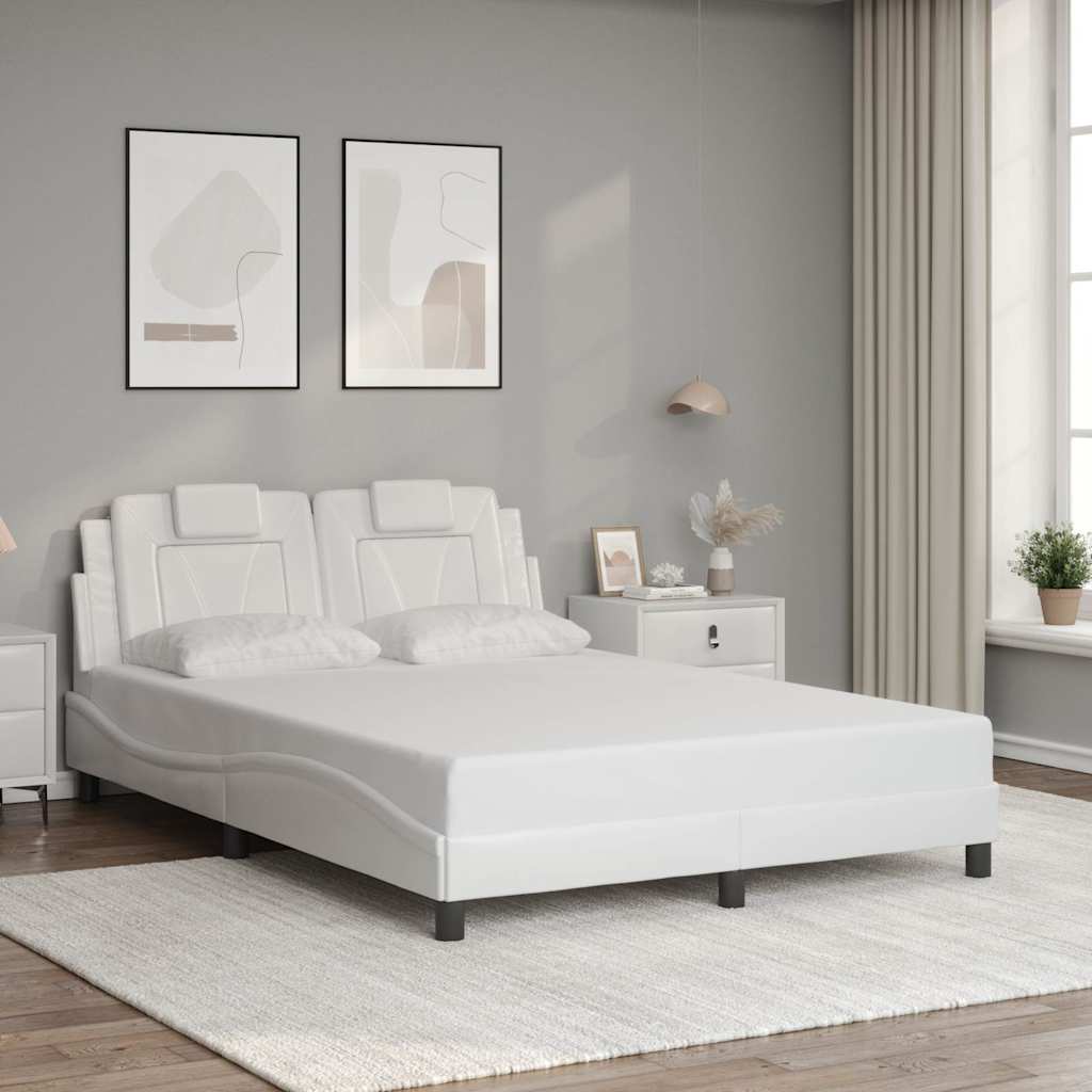Estrutura de cama viana sem colchão 140x200 cm couro artificial branco