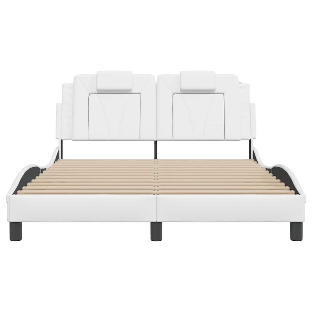 Estrutura de cama viana sem colchão 140x200 cm couro artificial branco