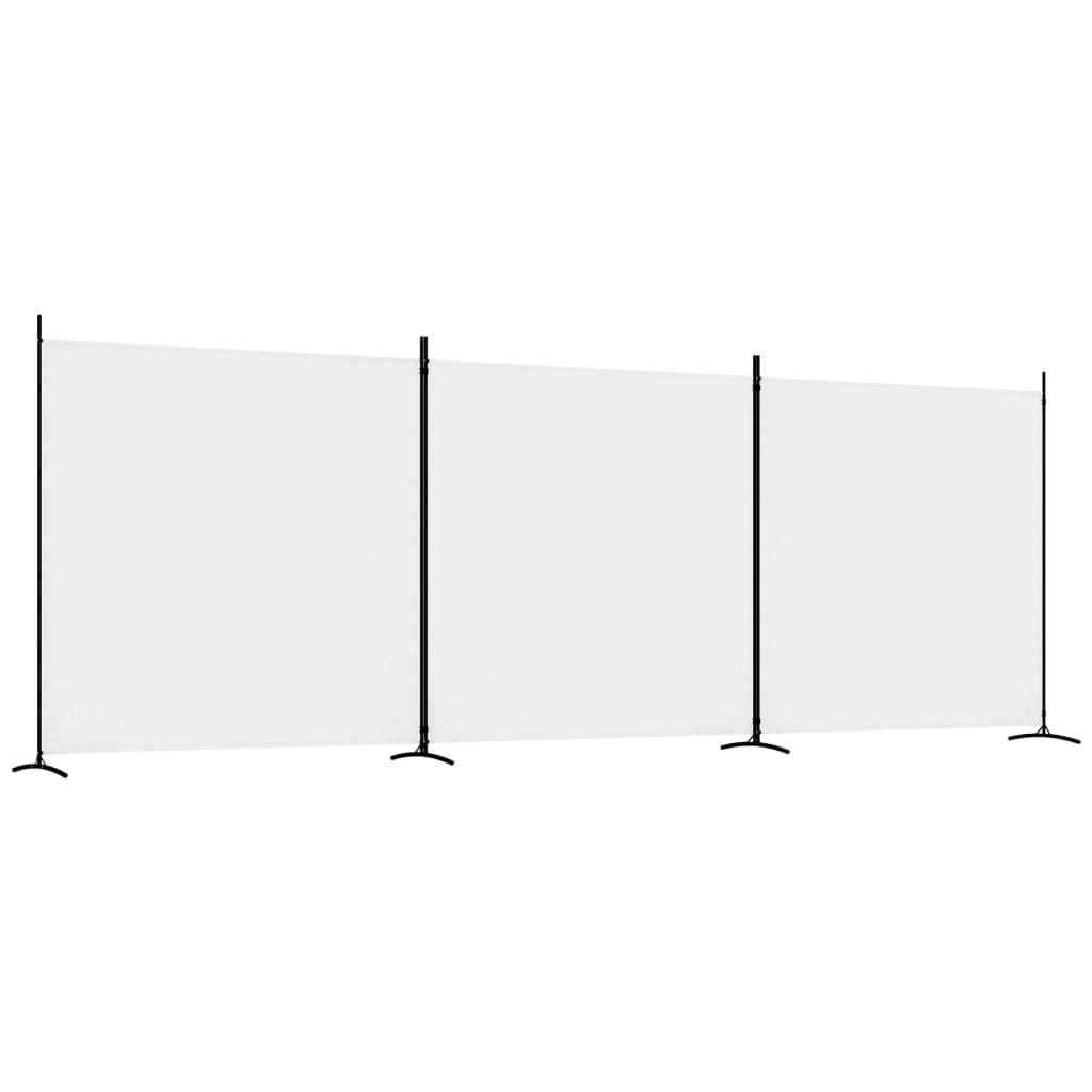 Biombo com 3 painéis 525x180 cm tecido branco