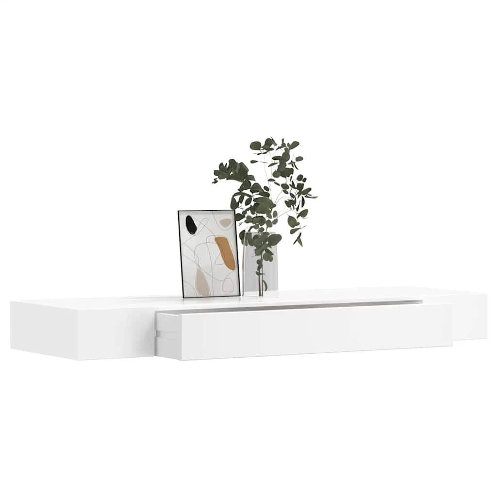 Prateleiras de parede suspensas com gavetas 2 pcs branco 80 cm