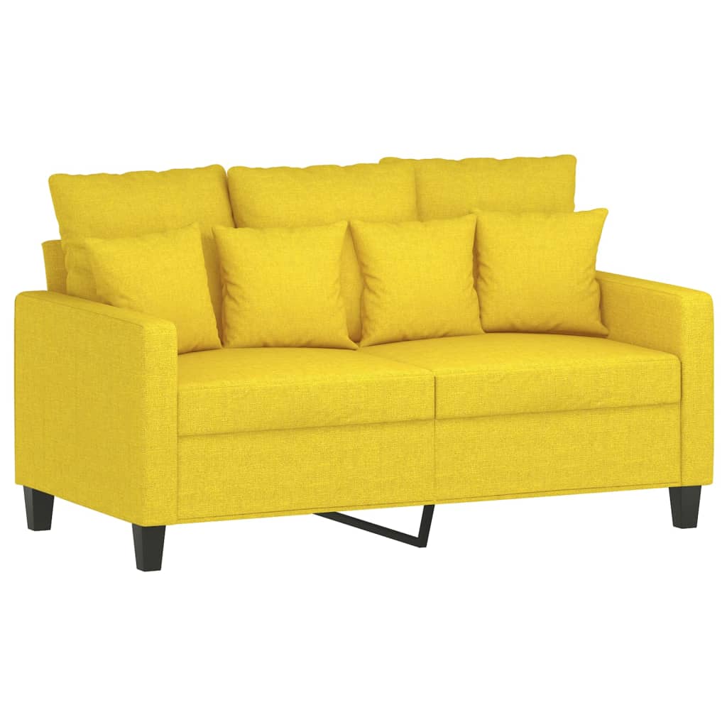 3 Pcs conjunto de sofás com almofadas tecido amarelo-claro