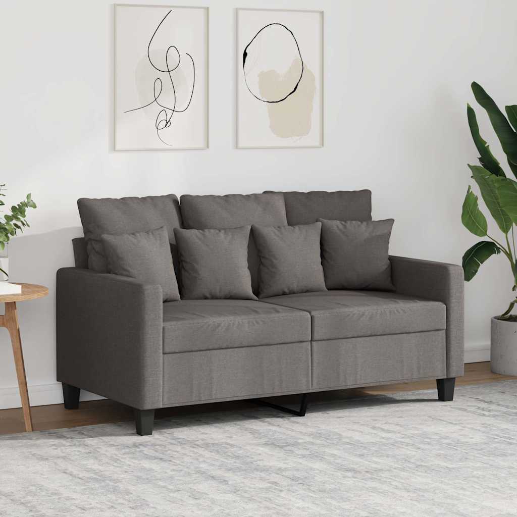 Sofá de 2 lugares tecido 120 cm cinzento-acastanhado