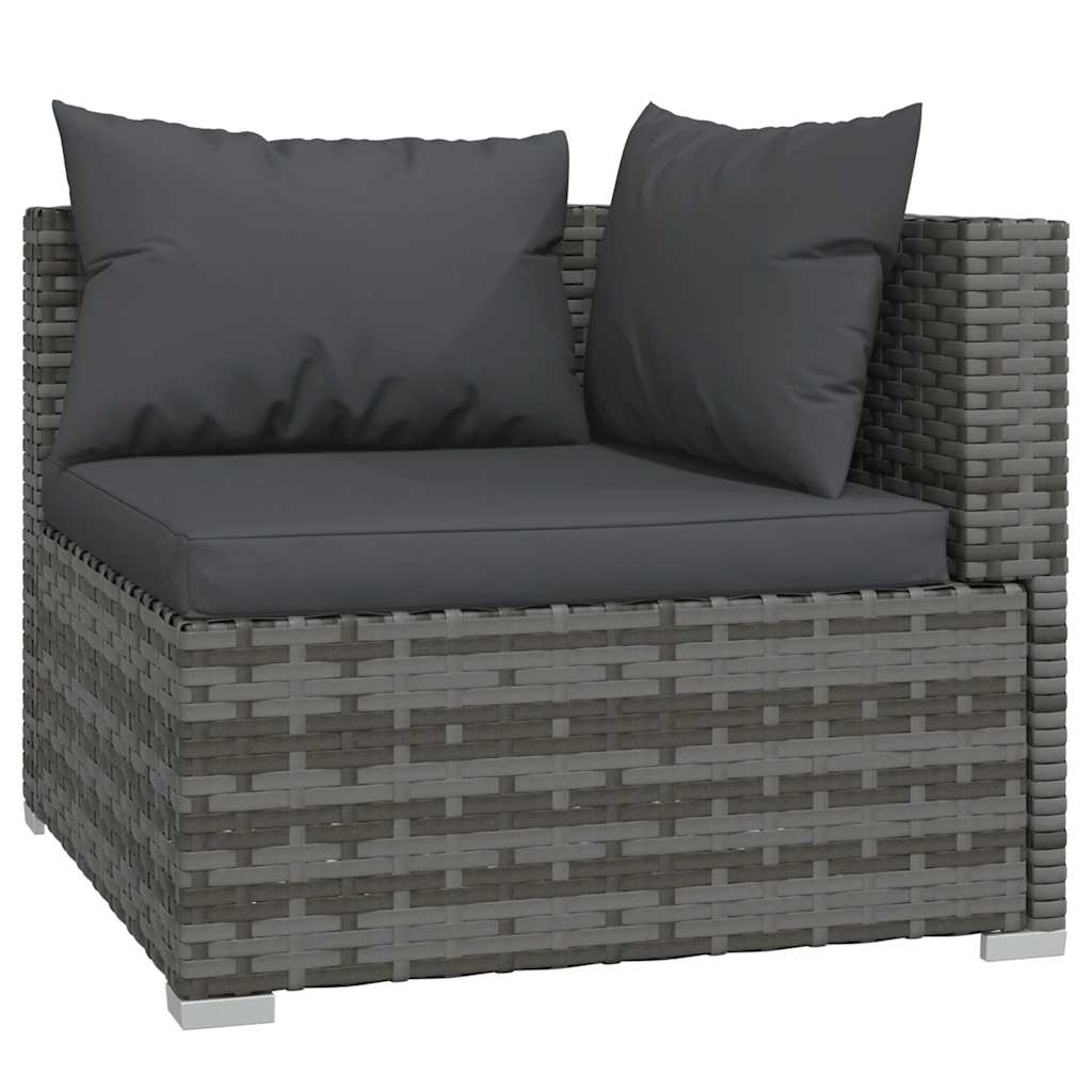 6 Pcs conjunto lounge de jardim c/ almofadões vime PE cinzento
