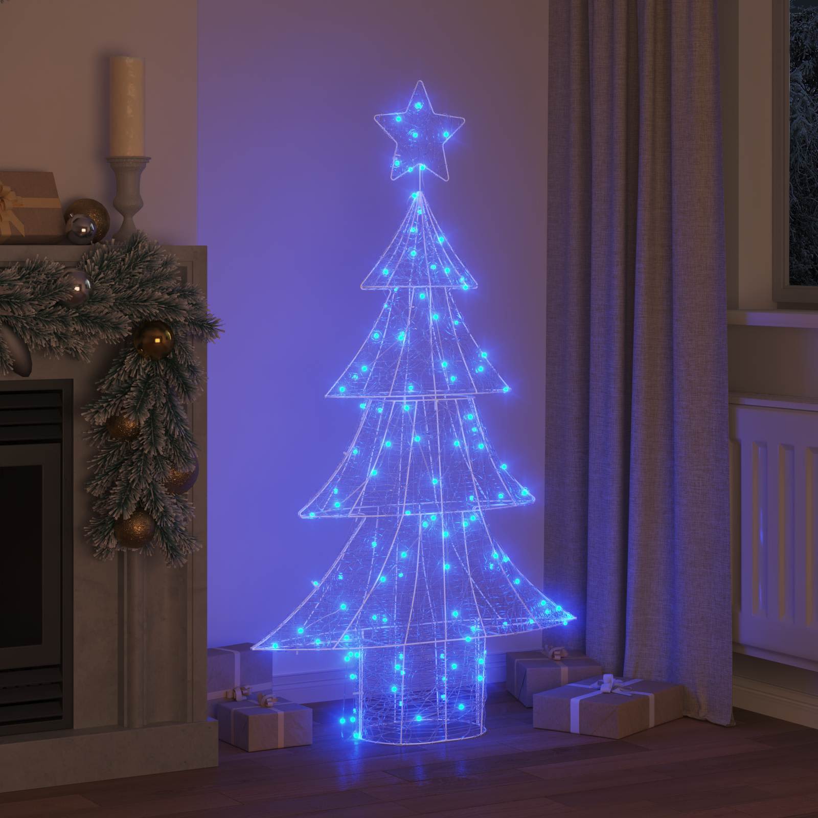 Árvore de natal com 160 leds azul 150 cm acrílo