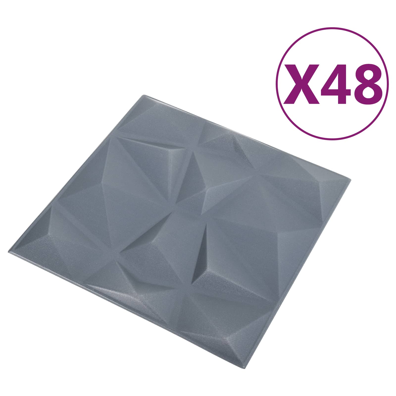 Painéis de parede 48 unid. 50 x 50 cm cinza diamante espuma xps