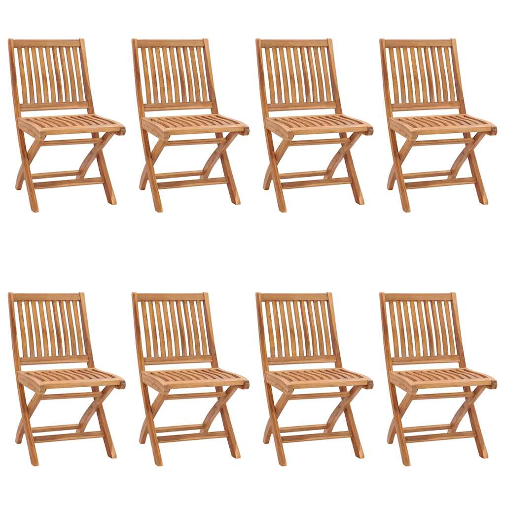 Cadeiras de jardim dobráveis c/ almofadões 8 pcs teca maciça