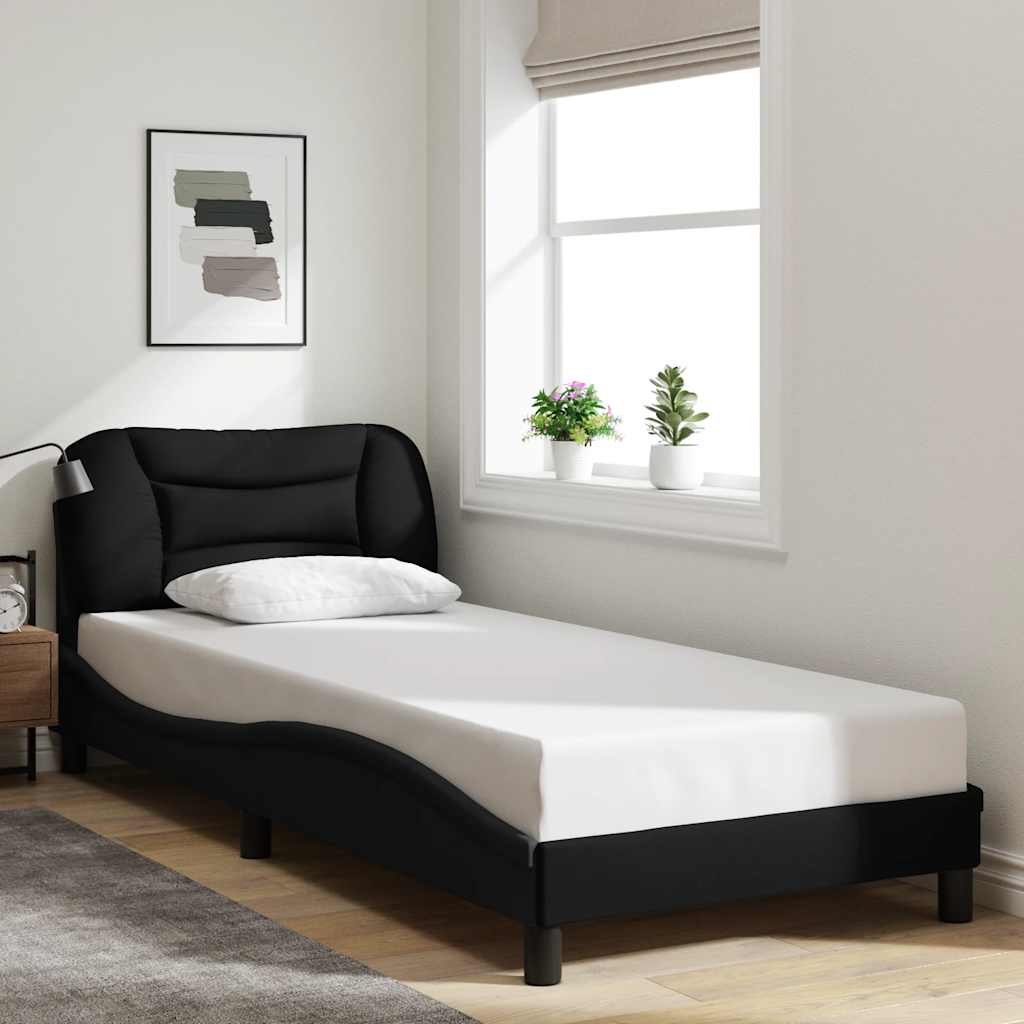 Estrutura de cama sem colchão hvar 90x190 cm tecido preto