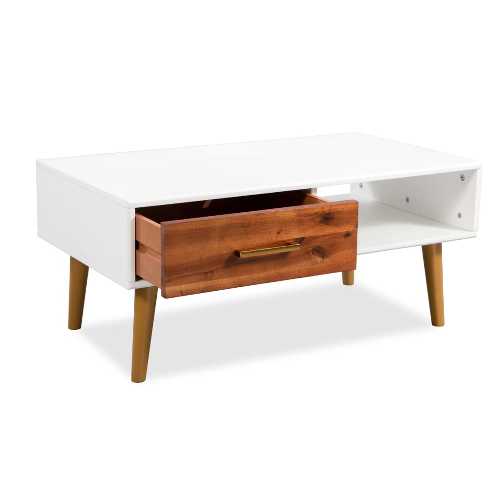 Mesa de centro em madeira de acácia maciça 90x50x40 cm