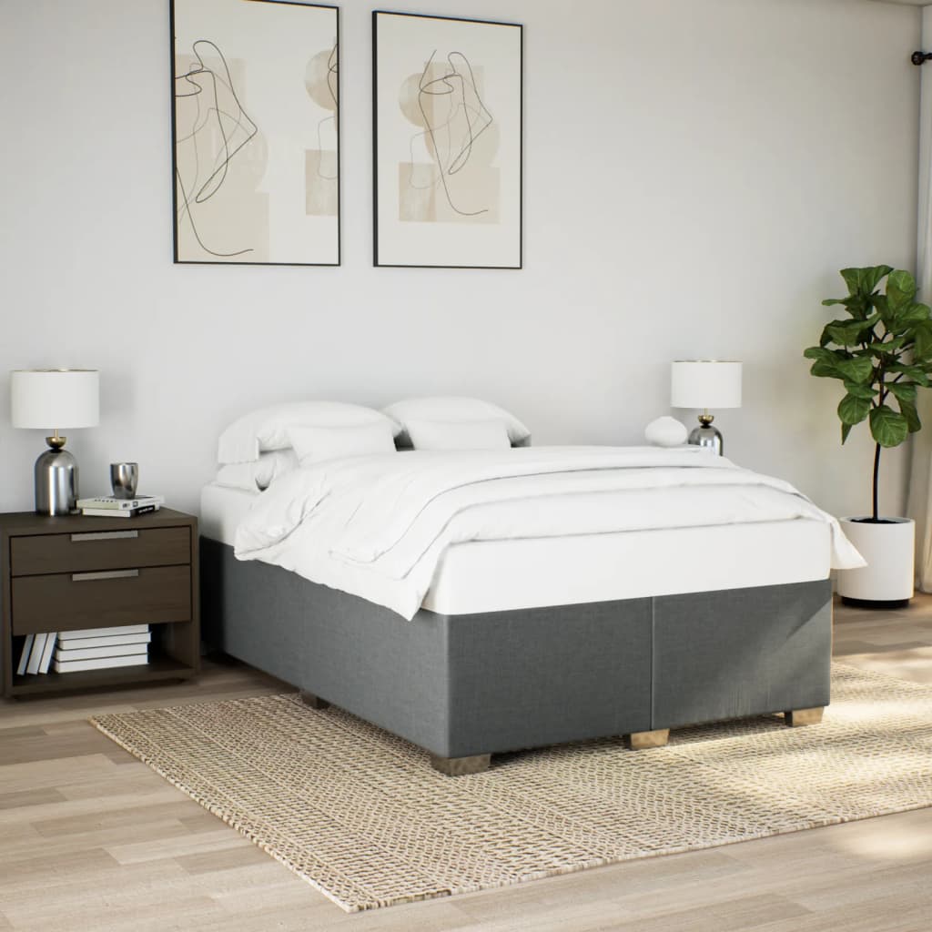 Cama com molas/colchão 140x200 cm tecido cinzento-escuro