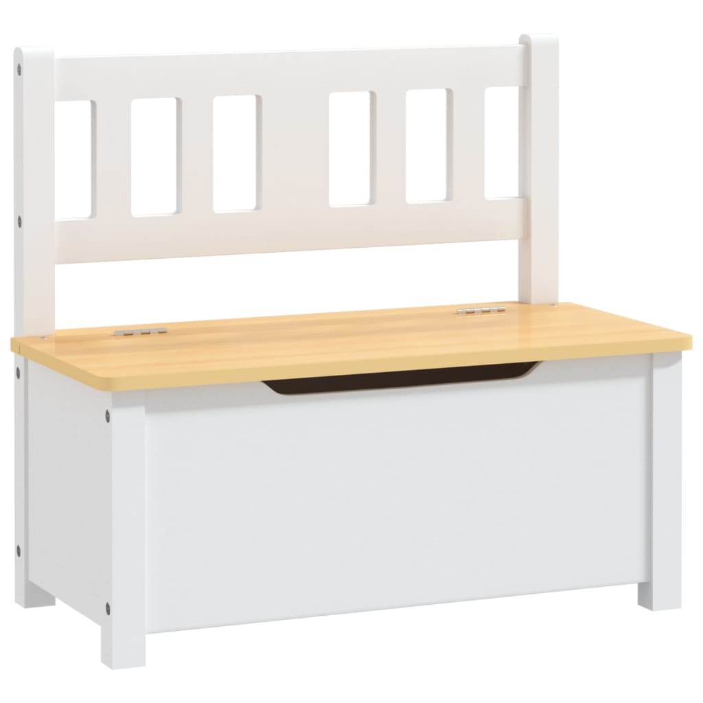 4 Pcs conjunto mesa e cadeiras infantil MDF branco e bege