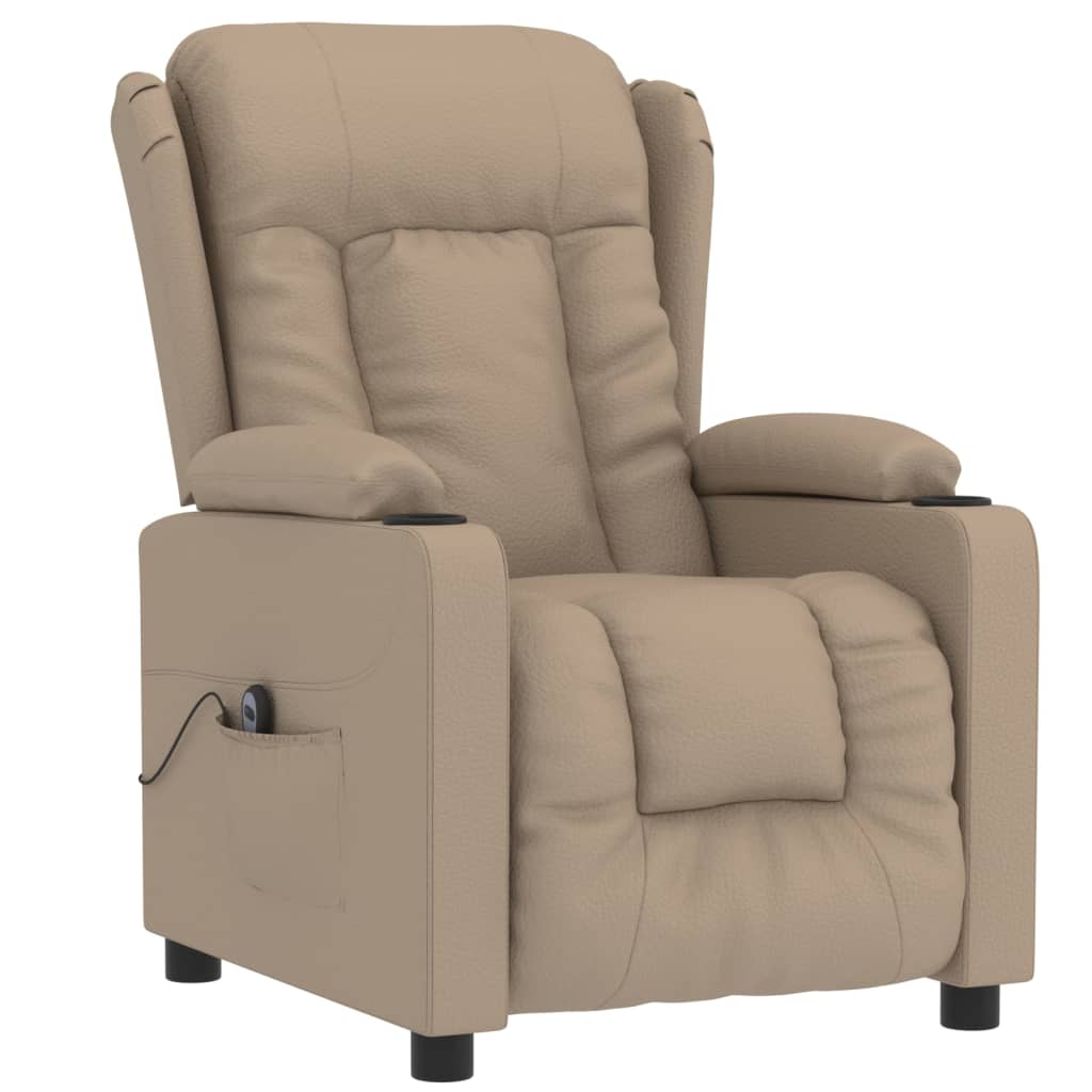 Poltrona reclinável elétrica couro artificial cor cappuccino