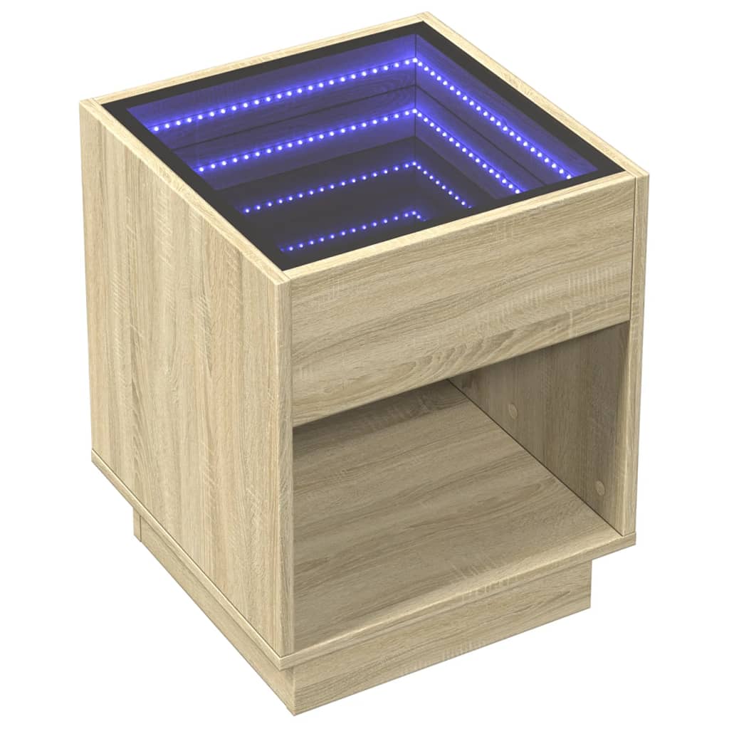 Mesa de centro luzes LED infinity 40x40x50 cm carvalho sonoma