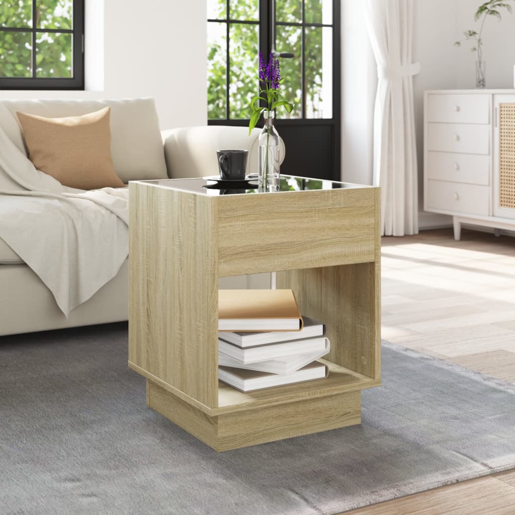 Mesa de centro luzes LED infinity 40x40x50 cm carvalho sonoma