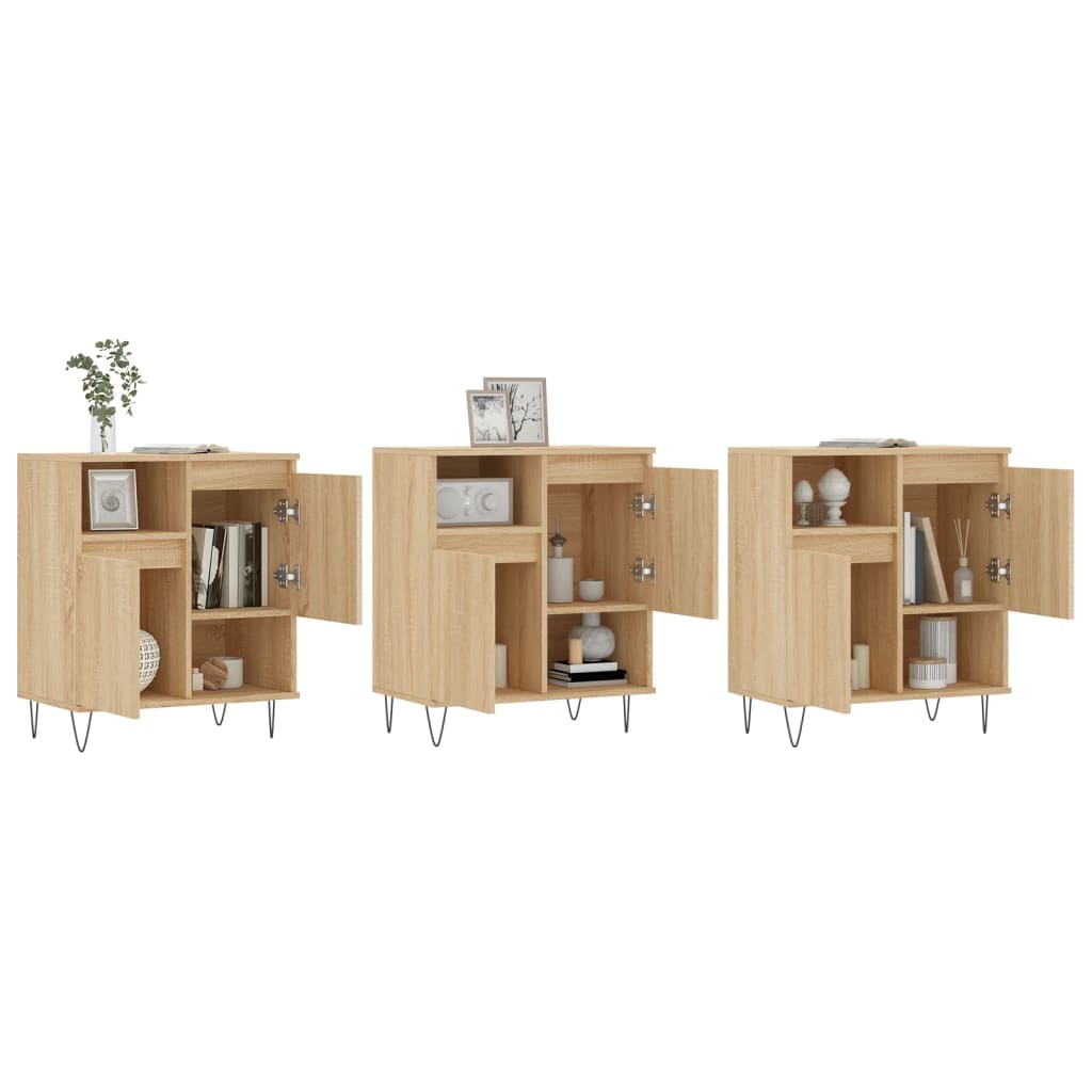 Aparadores 3 pcs derivados de madeira cor carvalho sonoma