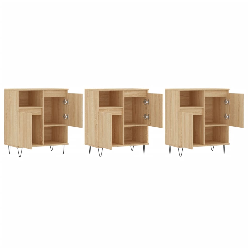 Aparadores 3 pcs derivados de madeira cor carvalho sonoma