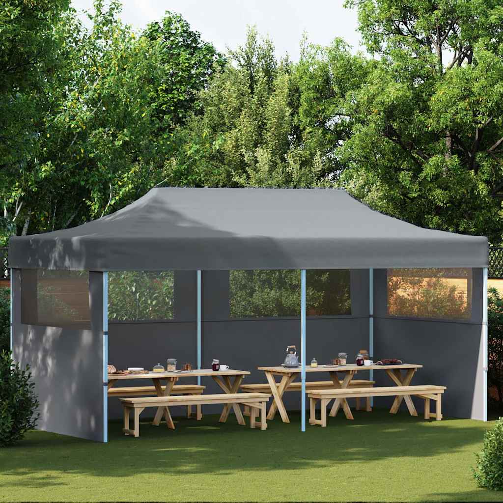 Tenda de festa pop-up dobrável paredes laterais 3x6 m antracite
