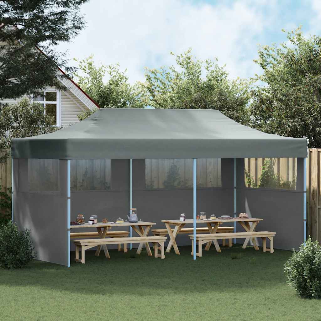 Tenda de festa pop-up dobrável paredes laterais 3x6 m antracite
