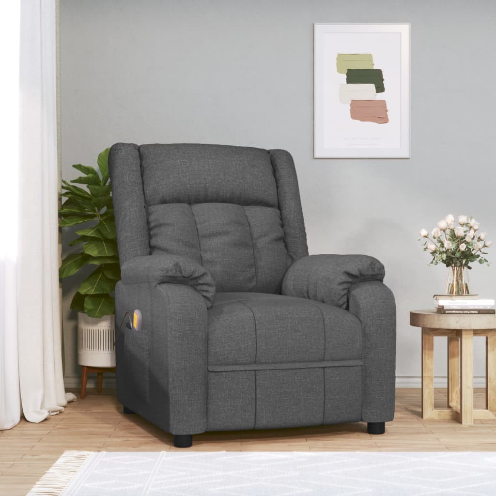 Poltrona de massagens tecido cinzento-escuro