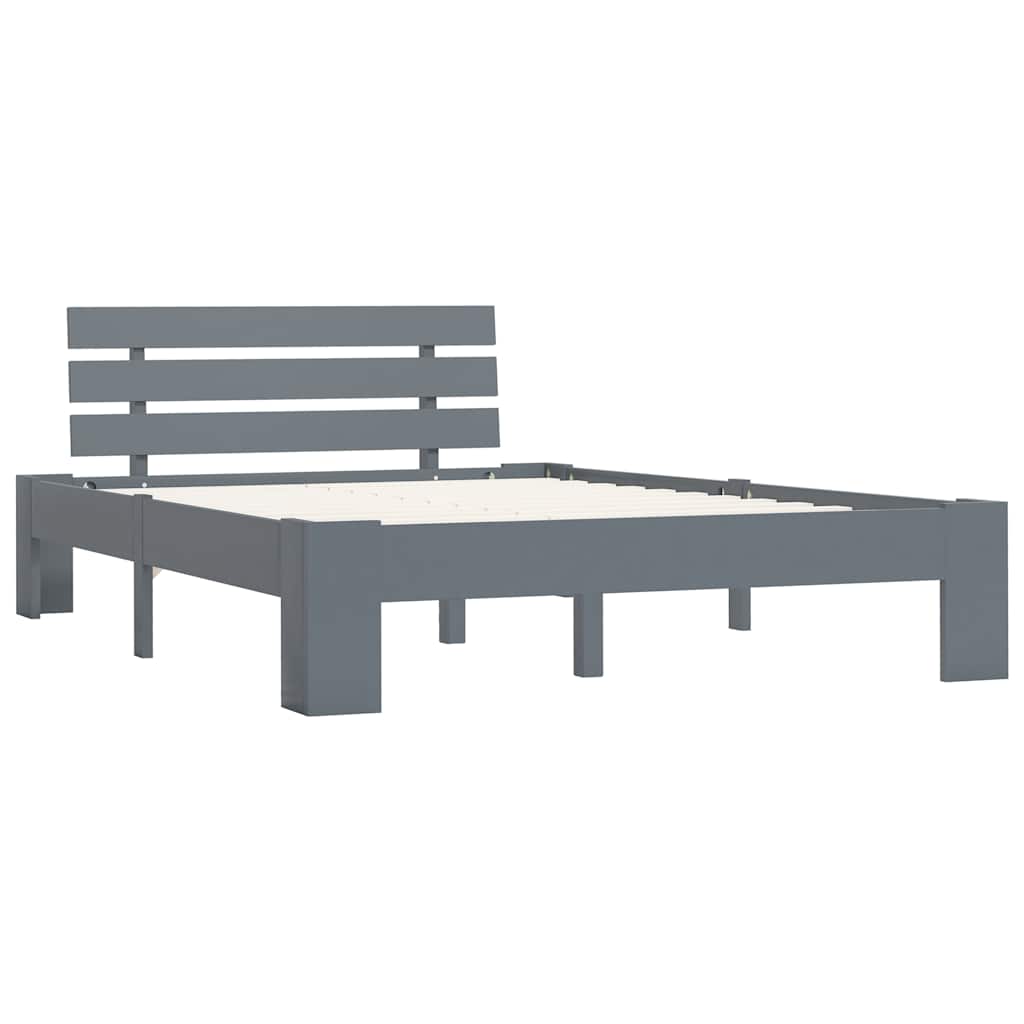 Estrutura de cama 140x200 cm pinho maciço cinzento