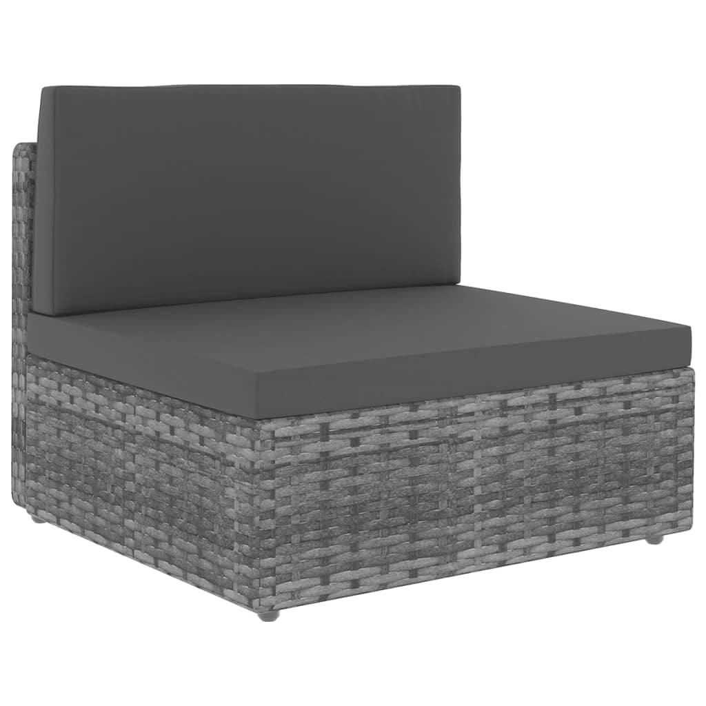 9 Pcs conjunto lounge de jardim c/ almofadões vime PE cinzento