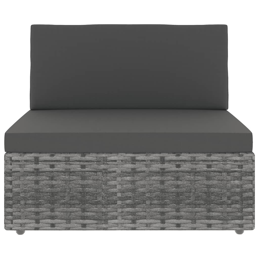 9 Pcs conjunto lounge de jardim c/ almofadões vime PE cinzento