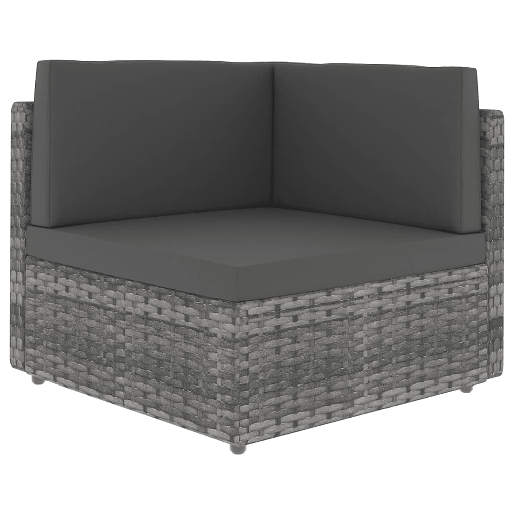9 Pcs conjunto lounge de jardim c/ almofadões vime PE cinzento