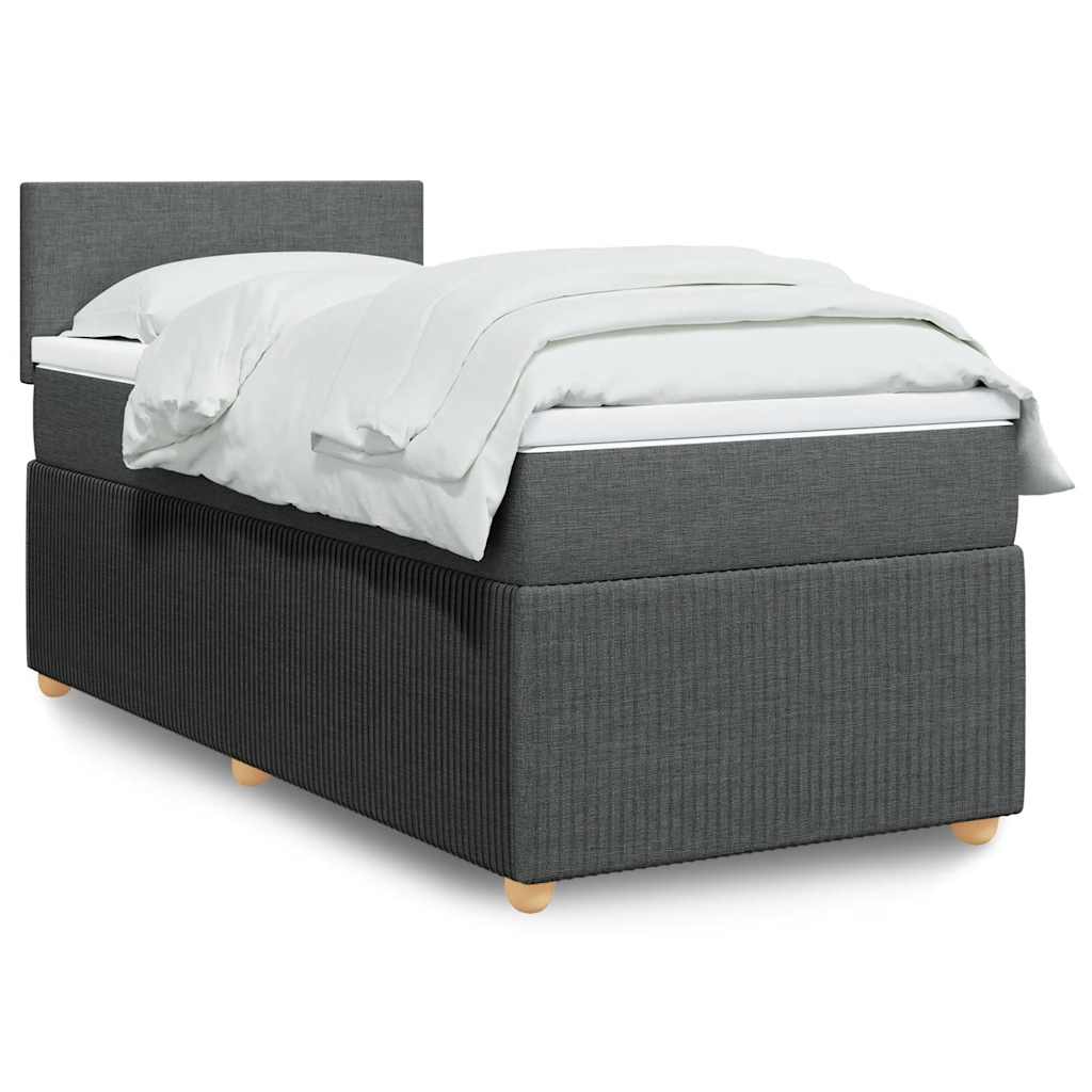 Cama com molas/colchão 90x190 cm tecido cinza-escuro