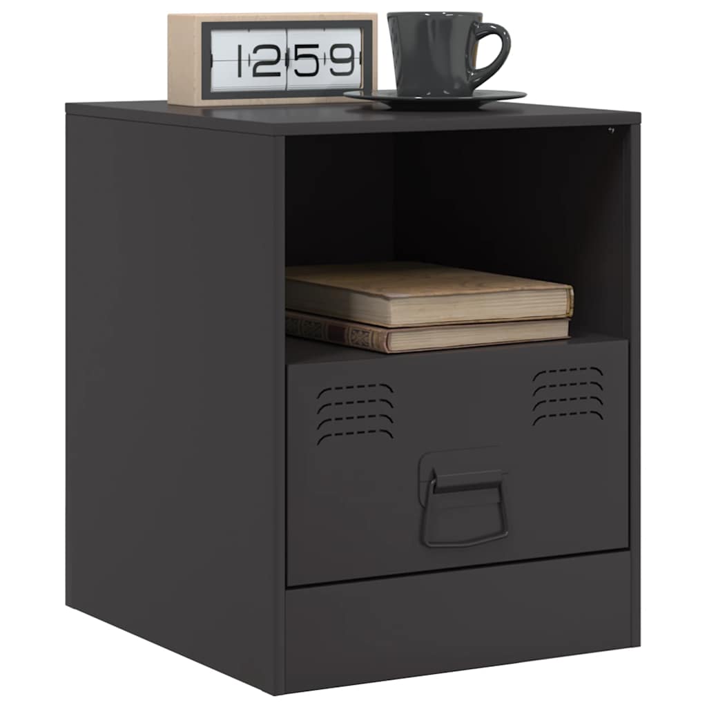Mesas de cabeceira 2 pcs 34,5x39x44 cm aço preto