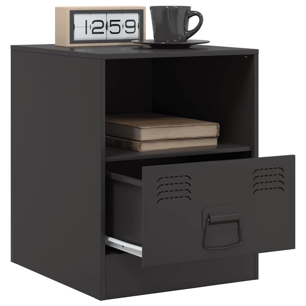 Mesas de cabeceira 2 pcs 34,5x39x44 cm aço preto