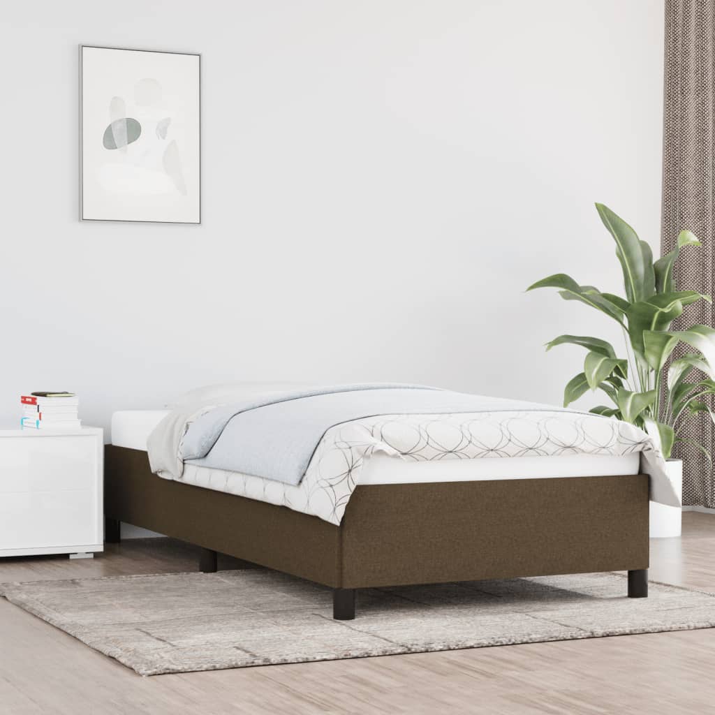 Estrutura de cama sem colchão 90x190 cm tecido castanho-escuro