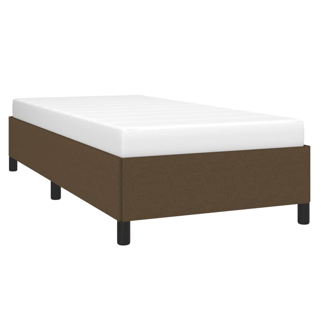 Estrutura de cama sem colchão 90x190 cm tecido castanho-escuro