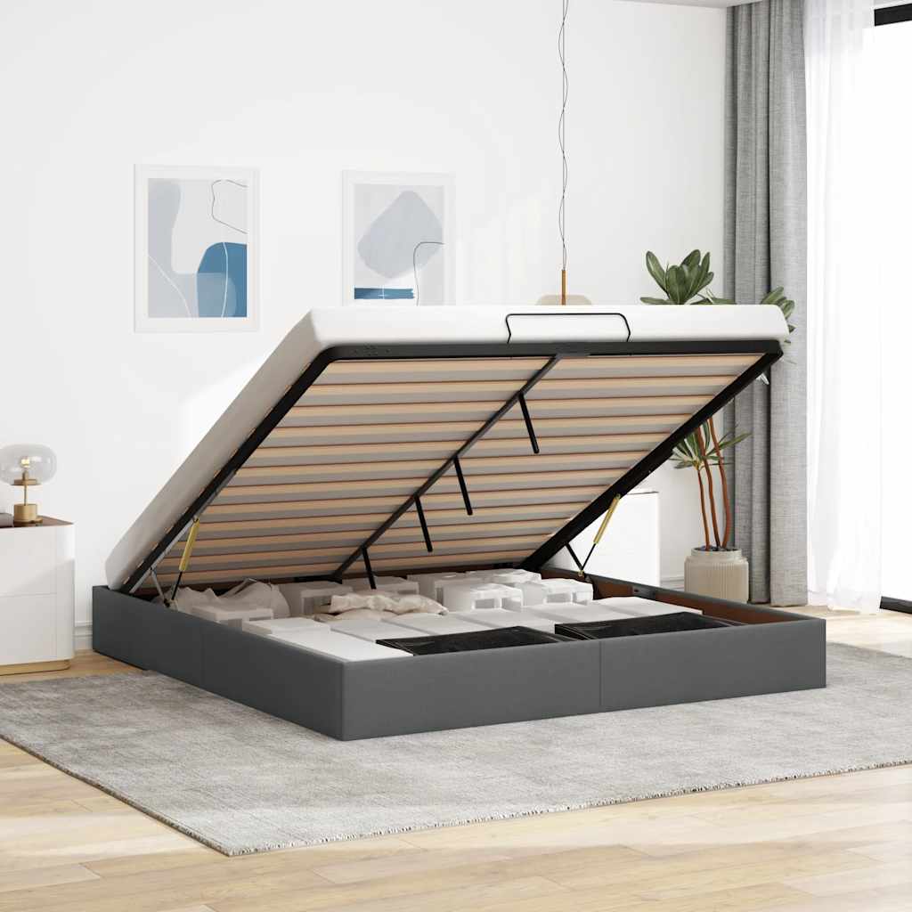 Estrutura de cama otomana sem colchão 160x200cm cinzento escuro