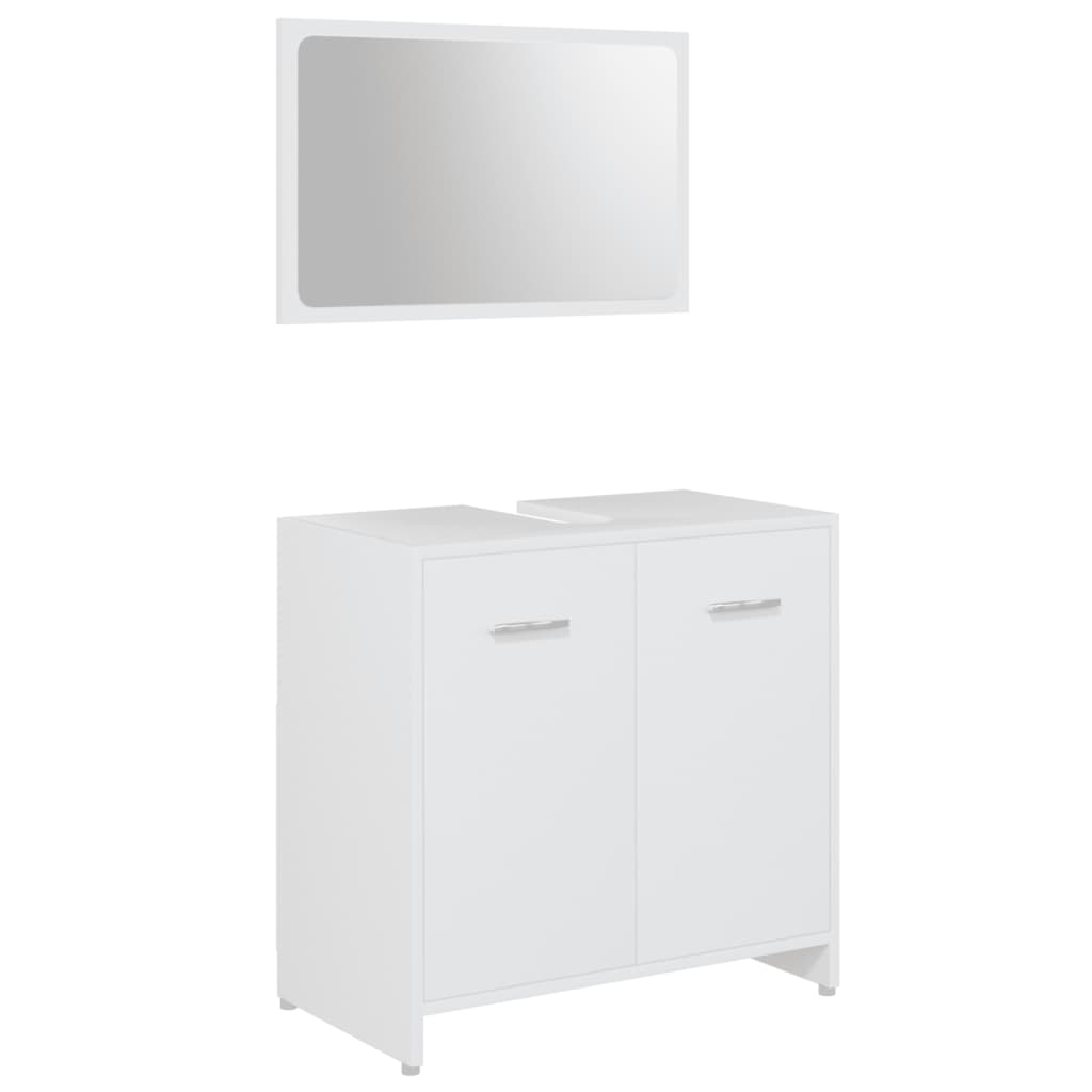 3 Pcs conjunto de móveis de casa de banho contraplacado branco