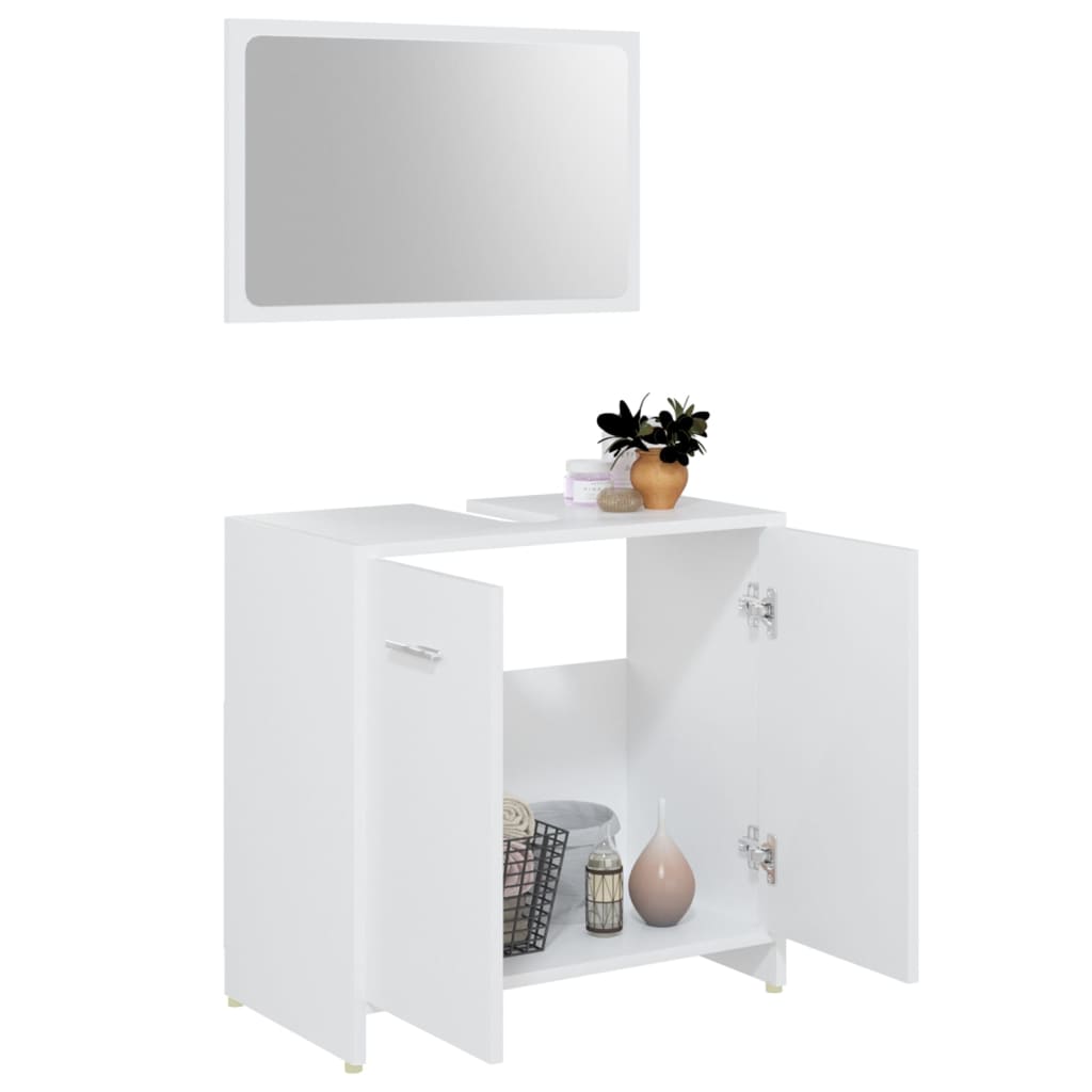 3 Pcs conjunto de móveis de casa de banho contraplacado branco
