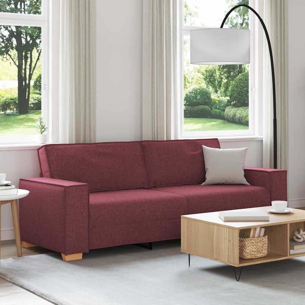 Sofá de 3 lugares vinho vermelho 220 cm tecido