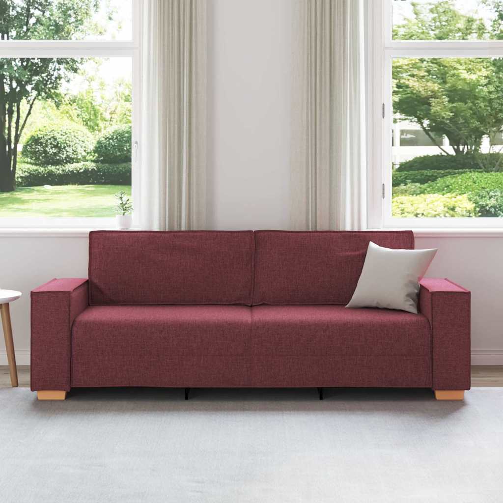 Sofá de 3 lugares vinho vermelho 220 cm tecido