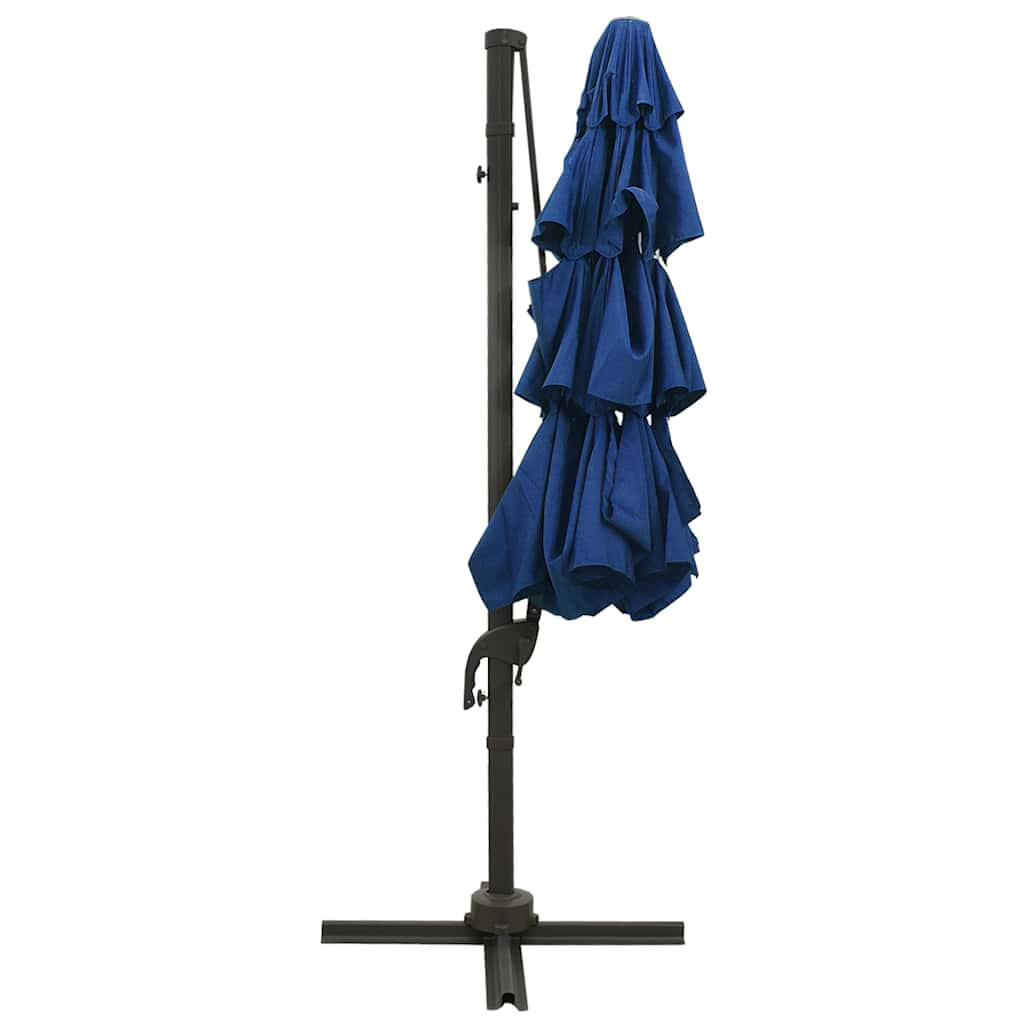 Guarda-sol jardim 4 camadas c/ poste alumínio 3x3 m azul-ciano