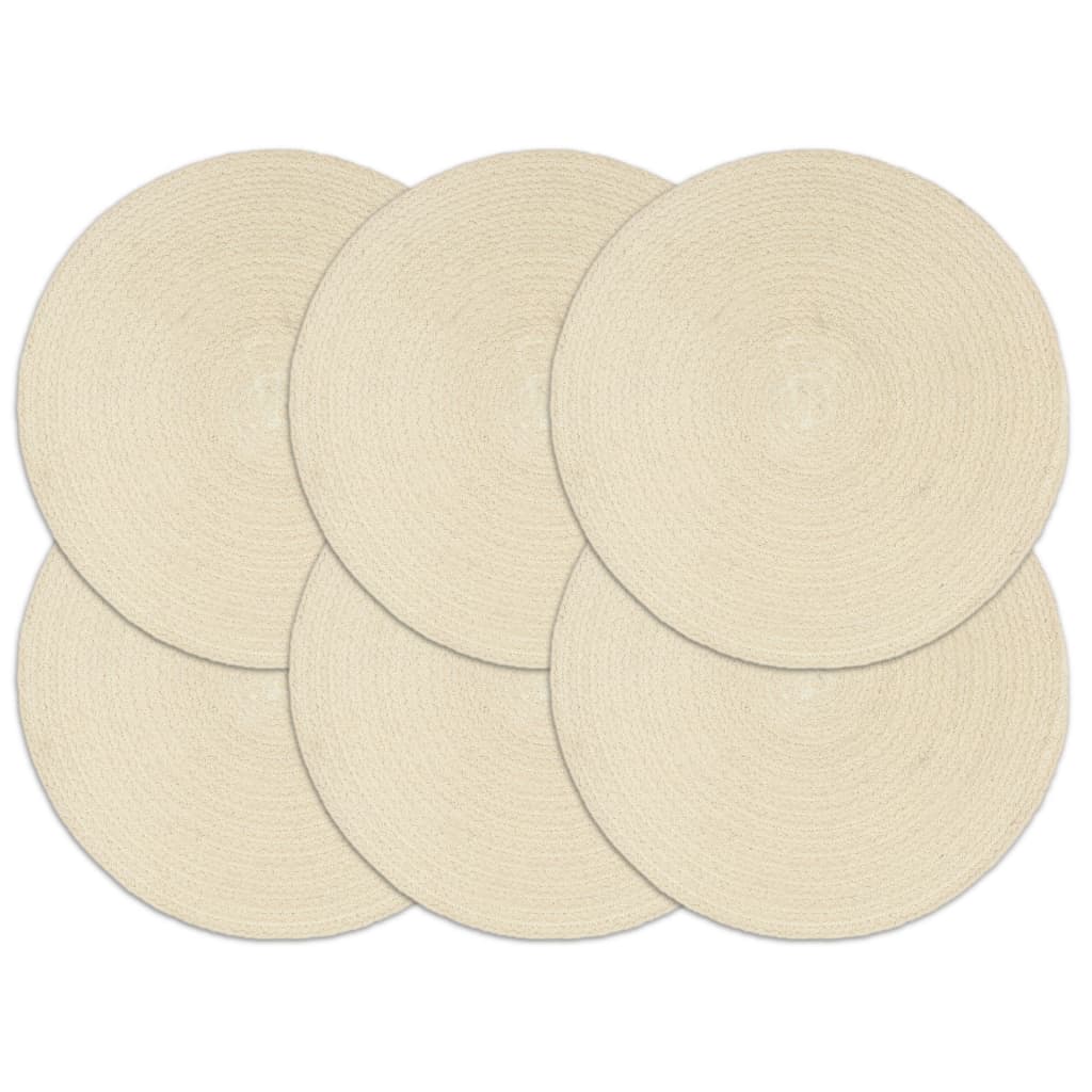 Individuais de mesa 6 pcs em algodão liso 38 cm redondo natural