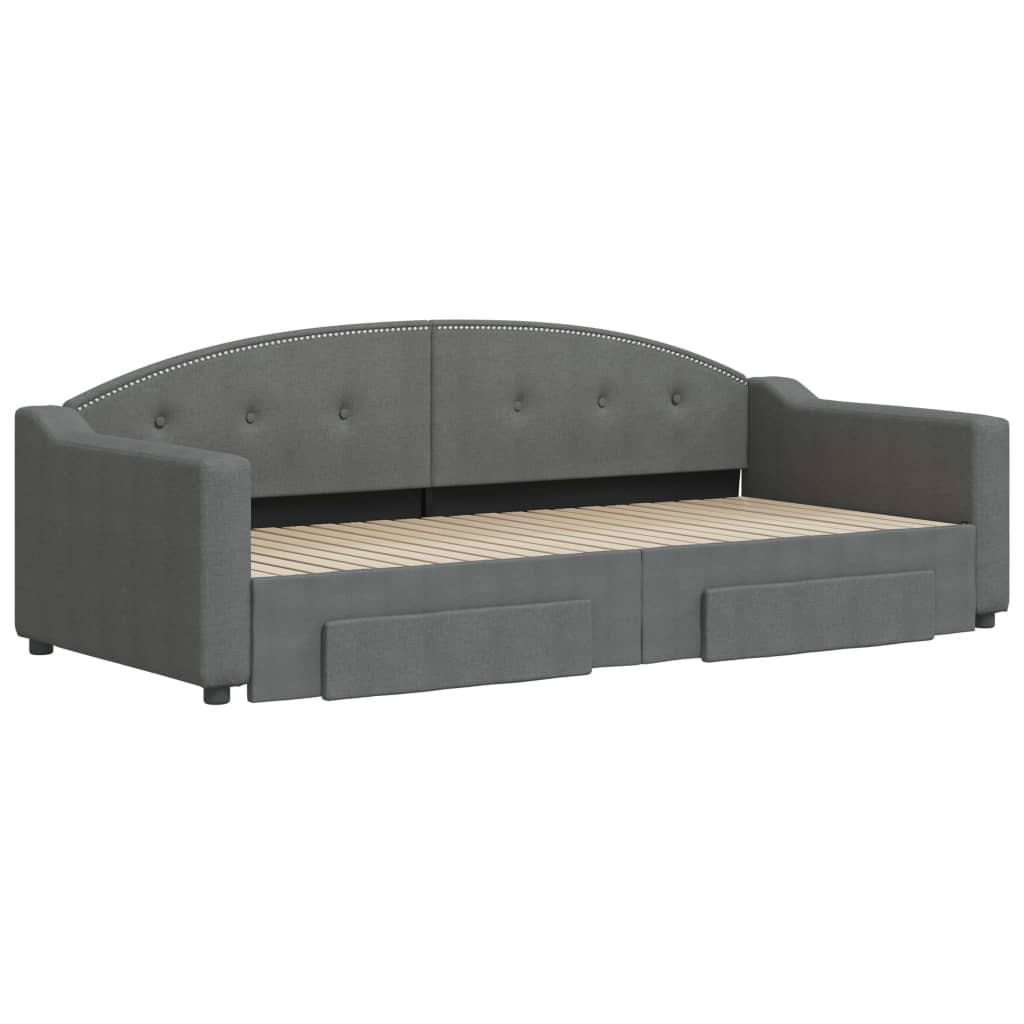 Sofá-cama c/ gavetão e gavetas 90x200 cm tecido cinzento-escuro