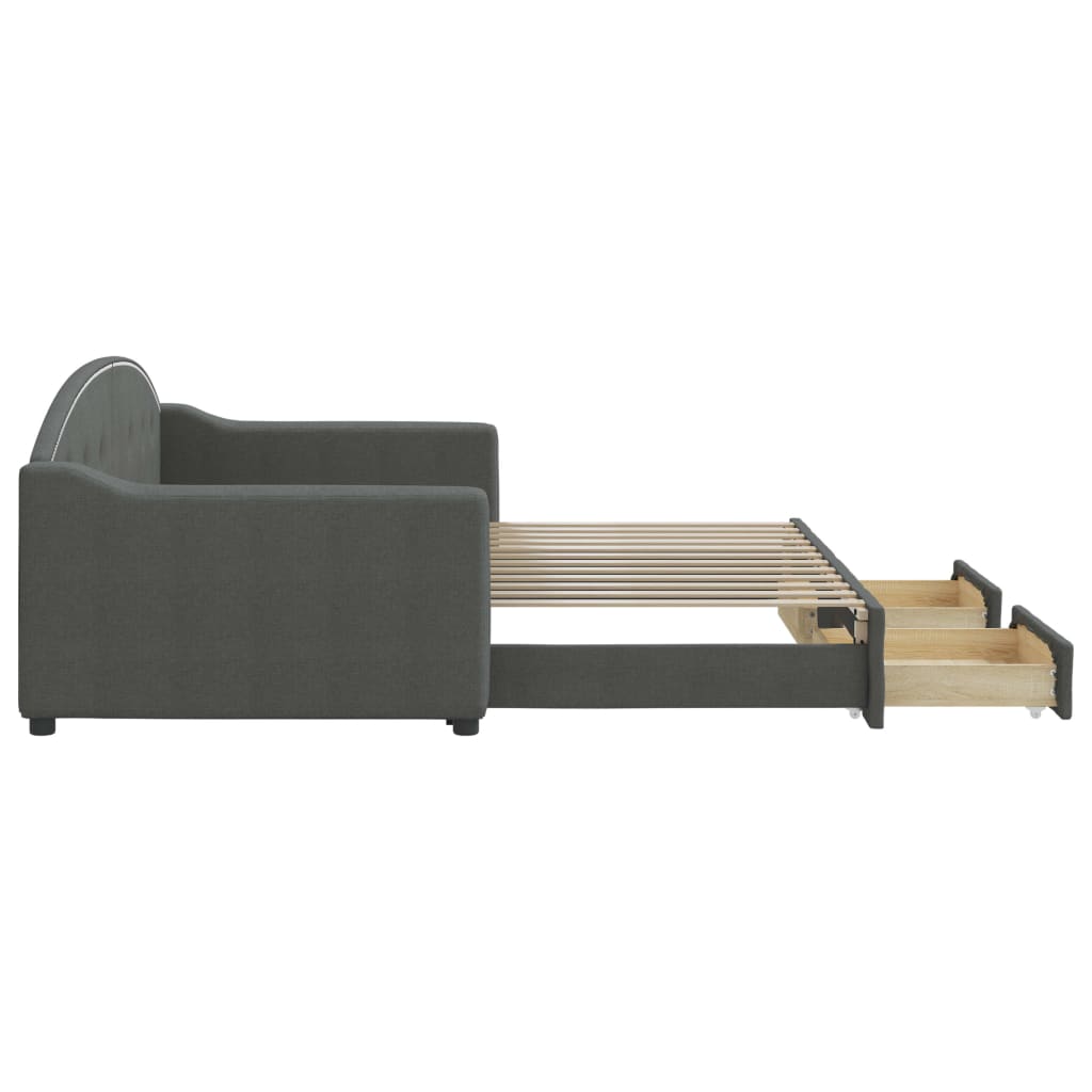 Sofá-cama c/ gavetão e gavetas 90x200 cm tecido cinzento-escuro