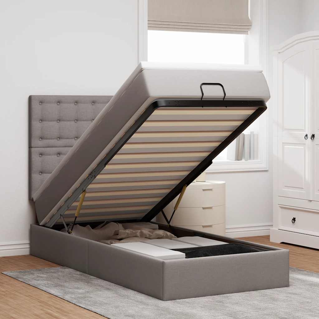 Cama otomana com colchão & leds 90x200 cm cinza-acastanhado