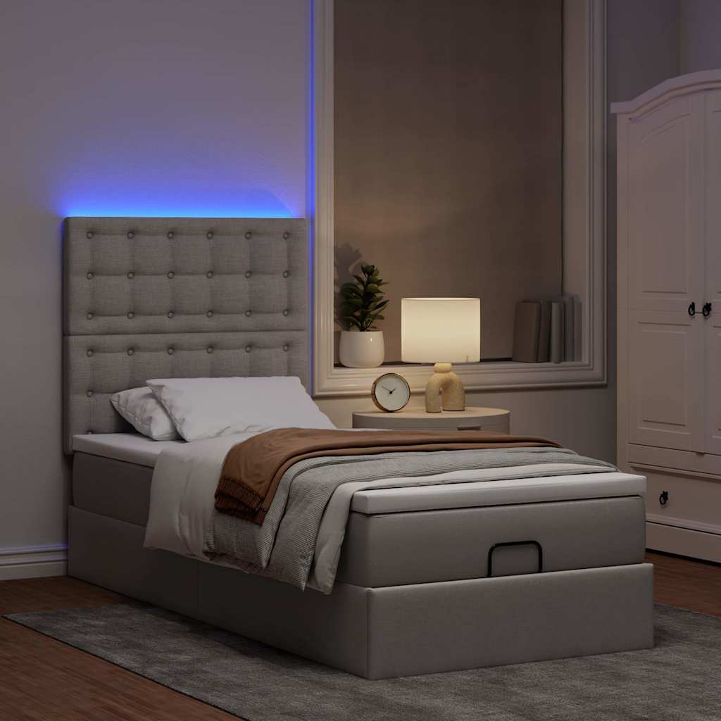 Cama otomana com colchão & leds 90x200 cm cinza-acastanhado
